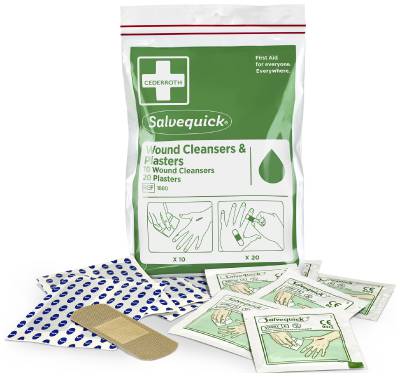 Wound washer swab and plasters Salvequick